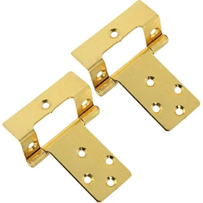 Image of Merriway BH04894 (4 Pcs) Cranked Flush Hinge, Electro Brassed 50mm x 16mm Pack of 4 Pieces