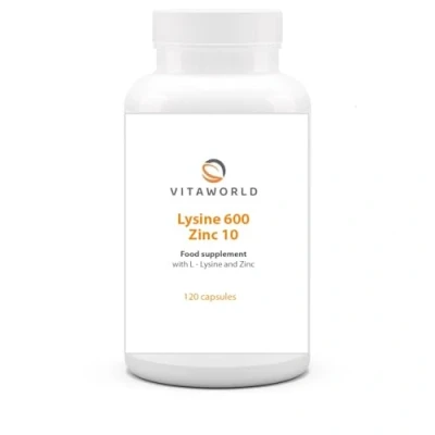 Image of Vita World L Lysine 600mg + Zinc 120 Vegetarian Capsules Made in Germany