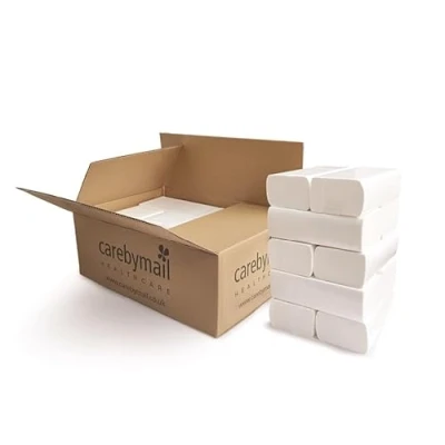 Image of Interfold V Fold Paper Hand Towels White 2 Ply CarebyMail Healthcare (10 Sleeves 2000 Towels)