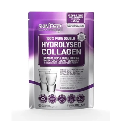 Image of Collagen Powder 450g, Ultra Premium Hydrolysed Bovine Peptides by SkinPep Halal &amp; Kosher High Levels of The 8 Essential Amino Acids, Supplements, Made in UK
