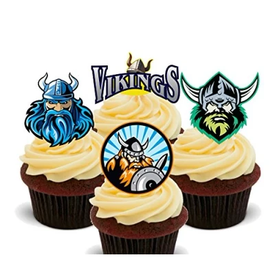 Image of Made4You Vikings Edible Cupcake Toppers Stand up Wafer Cake Decorations (Pack of 24)