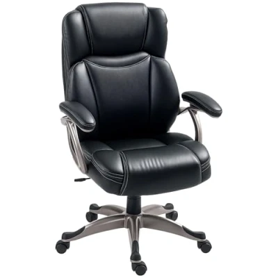 Image of HOMCOM Executive Office Chair, PU Leather Desk Chair with Adjustable Height, Swivel Computer Tilt Function for Home Office, Black