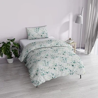 Image of Italian Bed Linen MB Home Basic “Dafne Duvet Cover Set, Ivy, Large Single