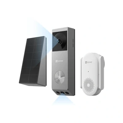 Image of EZVIZ 2K Dual Lens Video Doorbell Camera with Chime, Solar Panel Included, Human Package Detection, 32GB Local Storage No Monthly Fee, Wired or Battery, Colour Night Vision, EP3X Pro Chime Kit