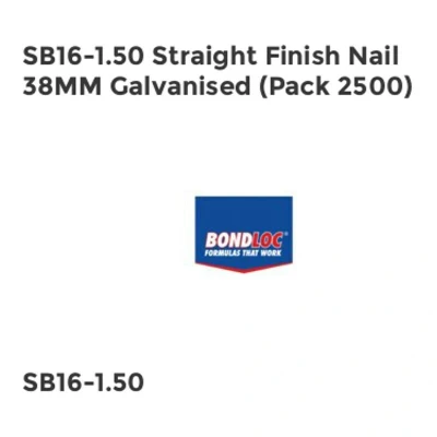 Image of Bondloc SB16 1.50 Straight Finish Nail 38MM Galvanised (Pack 2500)