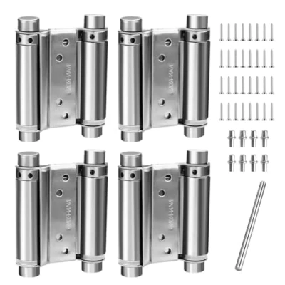 Image of 2 Pairs 3 Inch Stainless Steel Door Swing Hinge, Double Action Spring Hinges, Heavy Duty Self Closing Hinges with Pins Screws for Cafes, Bars, Saloons (Silver)