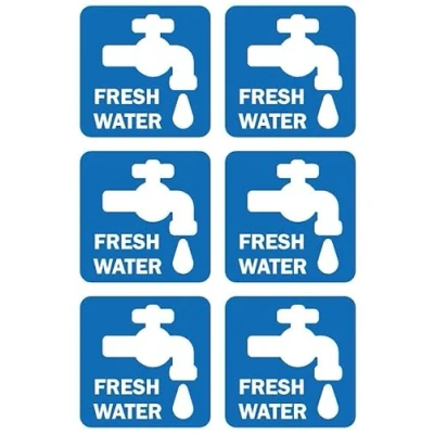 Image of Motorhome caravan water label Fresh sign Self adhesive sticker 100mm x Pack of 6 stickers