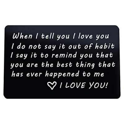 Image of Anniversary Card Gifts for Him Engraved Wallet Insert Boyfriend Husband Christmas Birthday Valentines Day I Love You Fiance