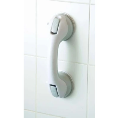 Image of Drive Devilbiss 12 Inch Suction Cup Grab Bar with Release Levers, Grey
