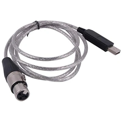 Image of USB To DMX 512 Interface Adapter Controller Dmx512 PC Stage Lighting Dimmer Dongle RS485 Serial 3pin XLR Converter Support Freestyler Software (16ft, Black shell)