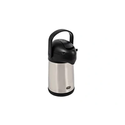 Image of Addis Conference Pump Pot Catering Hotel Travel Dining Commercial Business Vacuum, 2 Litre, Stainless Steel/Black, Silver, 637201600