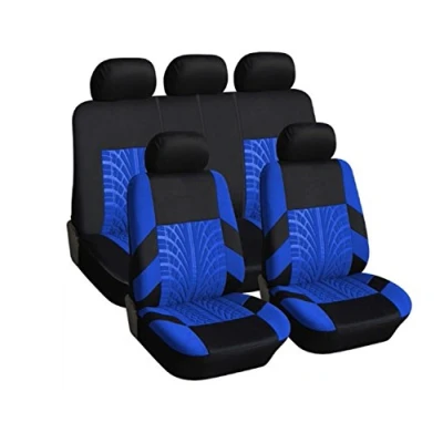 Image of 9 PCS flexzon Car Seat Covers Blue Black Dog Pet Protectors Universal Protective Fabric Front + Rear In