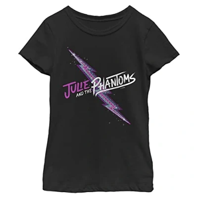 Image of Netflix Julie and The Phantoms Lightning Bolt Girls Short Sleeve Tee Shirt, Black, X L