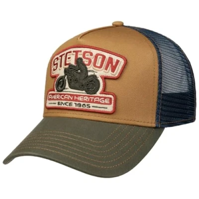 Image of Stetson Biker Trucker Cap Men Baseball mesh Snapback, with Peak, Peak Summer Spring One Size Small Blue