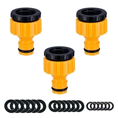 Image of YAAVAAW 3 Pack Garden Hose Tap Connector BSP Threaded Fitting for 3/4 inch &amp; 1/2 2 in 1 Faucet Adapter (Comes with 18pcs Replacing Seals Washers)