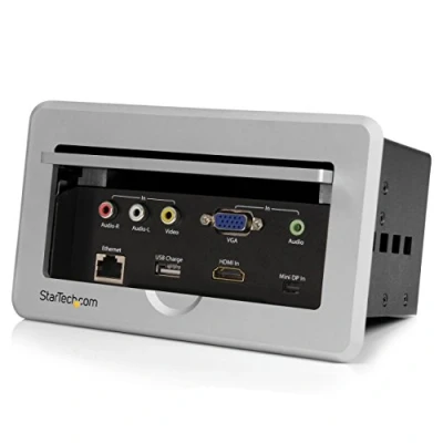 Image of StarTech.com Conference Table Connectivity Pop up Box with AV and Data Ports HDMI, VGA, Component, MDP to HDMI Output (BOX4HDECP), white