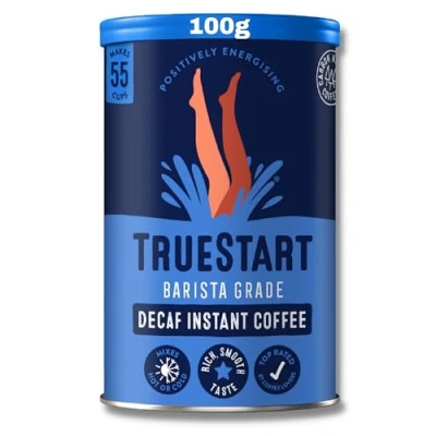 Image of TrueStart Barista Grade Decaf Instant Coffee 100g (55 Cups), Premium Freeze Dried, Smooth Rich Beans Roast, 100% Full Flavour,