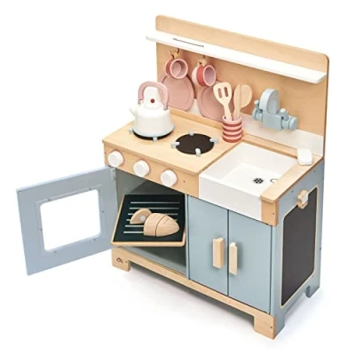 Image of Tender Leaf Toys Home Kitchen Wooden Play Set Medium Sized Toy With Accessories for Pretend Cooking Develops Social, Creative and Imaginative Skills Ages 3+ Years