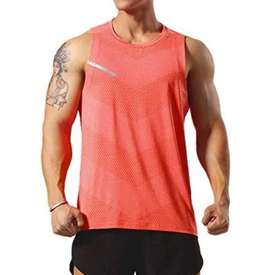 Image of Men&#039;s Athletic Workout Tank Tops Sleeveless Muscle Running Shirts Training Quick Dry Gym Activewear Orange 3XL