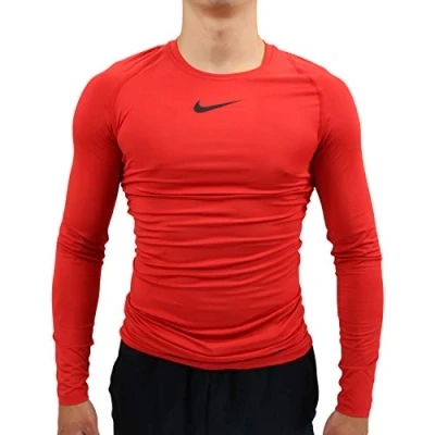 Image of Nike Men M Np Top Ls Comp Long Sleeved T Shirt University Red/Black/Black, XX Large