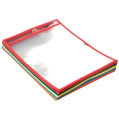 Image of Amazon Basics Heavy Duty Dry Erase Ticket Holder Pockets, 21.6 cm X 28 cm, Pack of 25, Multicolor