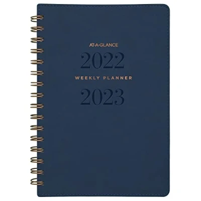 Image of AT A GLANCE 2022 2023 Planner, Weekly &amp; Monthly Academic, 5 1/2&quot; x 8 1/2&quot;, Small, Signature Collection, Navy (YP200A20)