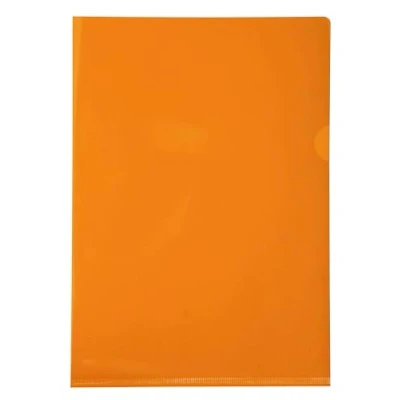 Image of Exacompta Ref 661245E PVC Cut Flush Folder Suitable for Holding A4 Documents, 0.1mm Clear PVC, Top &amp; Right Openings, Out Easy Opening Orange (Bag of 100)