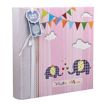 Image of Arpan Large Baby Girl Pink Memo Slip In Photo Album 200 6x4&#039;&#039; Photos Elephant Kids