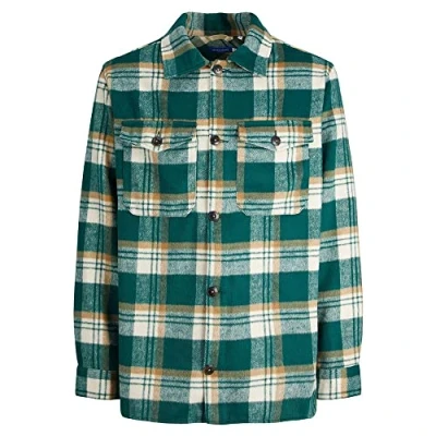Image of JACK &amp; JONES Men&#039;s Jorollie Check Overshirt Ls Sn Shirt, Trekking Green, L