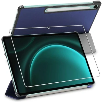 Image of ebestStar for Samsung Galaxy Tab S9 FE Case X510N, 5G X516B, Smart Cover Magnetic Flip Protection, PU Leather, Dark Blue + Glass Screen Protector