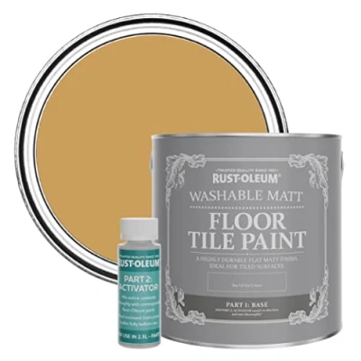 Image of Rust Oleum Yellow Washable Matt Floor Tile Paint Dijon 2.5L