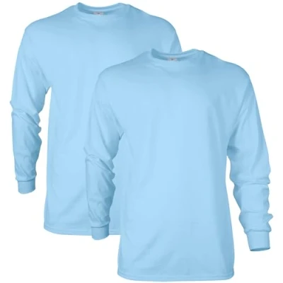 Image of Gildan Unisex&#039;s Ultra Cotton Long Sleeve T Shirt, Style G2400, Multipack, Light Blue (2 Pack), S (Pack of 2)