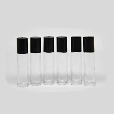 Image of YIZHAO Essential Oil 10ml Clear Glass roller Bottles, Empty Ball bottle for oil,Massage,Beauty Mix,Lab with [stainless steel ball] 6 Pcs