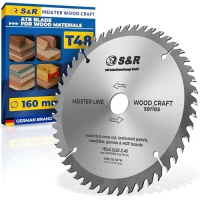 Image of S&amp;R Circular Saw Blade 160mm x 20mm (+ ring 16mm) x2,2mm 48T, / Woodcraft/Wood Power in Proficiency