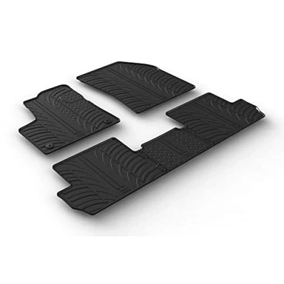 Image of Gledring Rubber car mats set (LHD) compatible with Peugeot 3008 II 2016 2024 incl. Hybrid (T profile 5 pieces + mounting clips)
