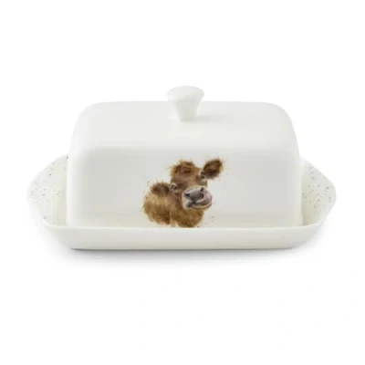 Image of Wrendale Designs &#039;Mooo&#039; Cow Covered Butter Dish