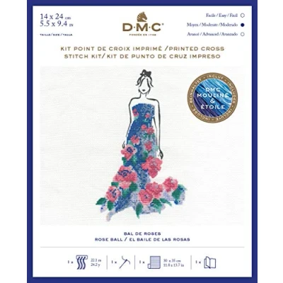 Image of DMC Stitch Kit Rose Ball, Includes Embroidery Threads, Needle, Canvas Aida and Instructions