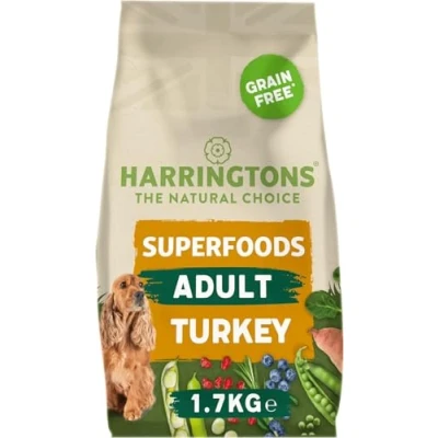 Image of Harringtons Superfoods Complete Grain Free Hypoallergenic Turkey with Veg Dry Adult Dog Food 1.7kg (Pack of 4) Made All Natural Ingredients