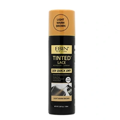Image of EBIN NEW YORK Tinted Lace Spray 3.38oz/ 100ml Light Warm Brown Quick Drying, Water Resistant, No Residue, Even Application, Matching Skin Tone, Natural Look