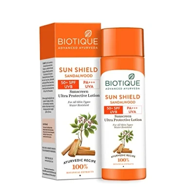 Image of Biotique Bio Sandalwood Face &amp; Body Sun Lotion Spf 50 Uva/Uvb Sunscreen For All Skin Types In The Very Water Resistant, 190ml