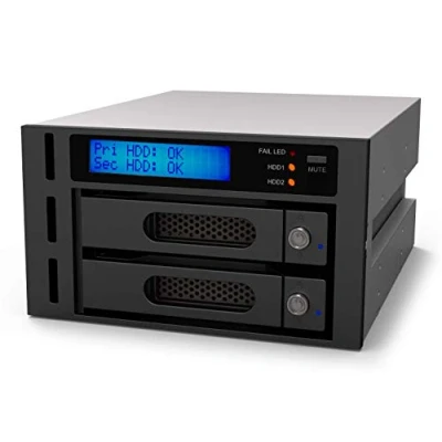 Image of Raidon iR2622 Internal RAID Enclosure for 2x SATA HDD/SSD 2.5&quot; / 3.5&quot; 0/1 Display, Carrier System, Fan, RS 232, Installation in 5.25 Inch