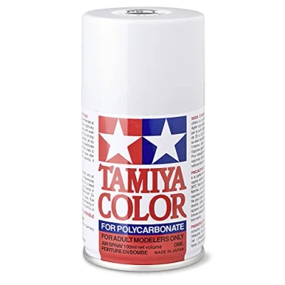 Image of TAMIYA 86001 A00 PS 1 White Polycarbonate 100 ml Spray Paint for Plastic Model Making, Craft Accessories, (Pack of 1)
