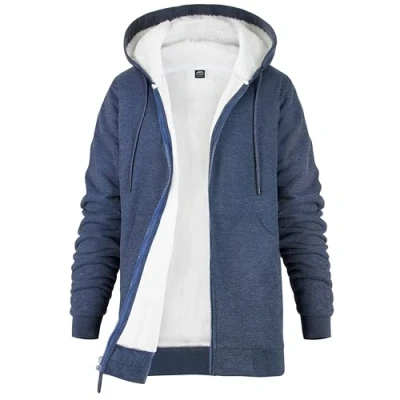Image of CityComfort Womens Hoodie with Fleece Lining Zip Women Teenagers S XL Warm Cosy Outerwear Full Loungewear Gifts for Her (Navy, XL)