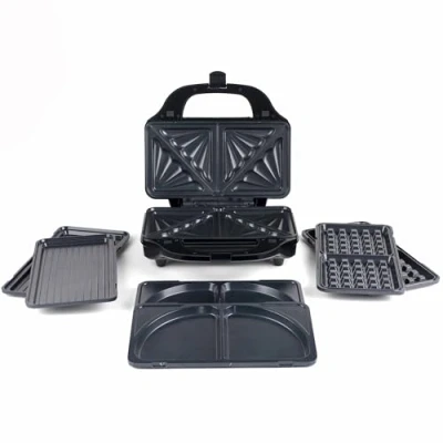 Image of Salter Kuro XL 4 in 1 Snack Maker Toasties, Waffles, Paninis, Omelettes, Deep Fill Plates, PFAS Free Non Stick Coating, Auto Temperature Control, Power Indicator Lights, Cool Touch, 900W EK6343MBLK