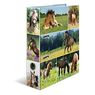 Image of HERMA Lever Arch File Animal Worlds with Horse Meadow Motif, A4, 70 mm Spine, Inner Print, Pack of 10