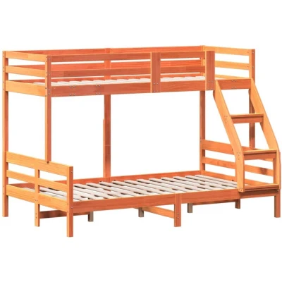 Image of vidaXL Bunk Bed without Mattress 80x200/120x200 cm Wax Brown Solid Wood