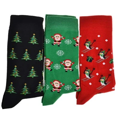 Image of 3 Pairs of Adults CHRISTMAS Socks Variety sizes Santa