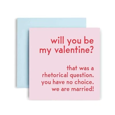 Image of Huxters Anniversary Card Will You Be My Valentines? Funny for Wife Husband Boyfriend Girlfriend 350GSM Valentines Day Blank Interior Custom Message 14.8cm