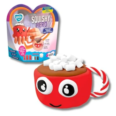 Image of Lovin Create Your Own Squishy Coco Cup Air Dry Clay Kit with 6 Modelling Sticks, Sponge Base, 1 Tool Play Dough Arts and Crafts for Kids Age 3 Years Plus
