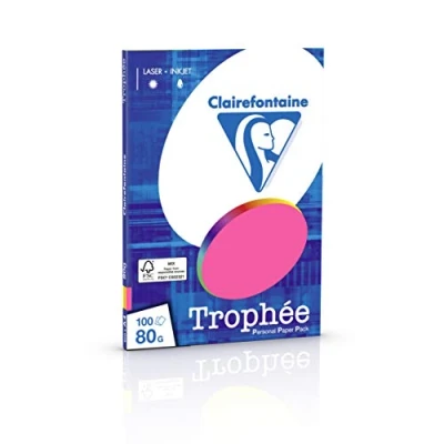 Image of Clairefontaine Trophee Copying Paper (A4, 80g/m², 100 Sheets) A4, 21 x 29.7 cm Assortiment Fluo